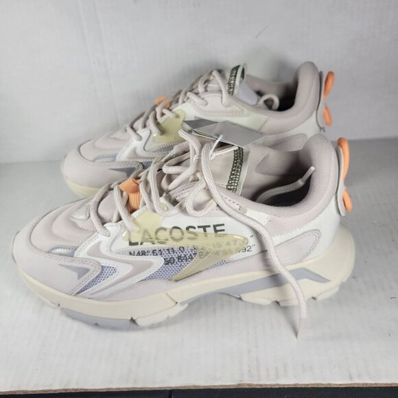 Lacoste Men Neo Tech Chunky Sneakers Beige & Green Trim Athletic Shoes Size 9 - Picture 1 of 7
